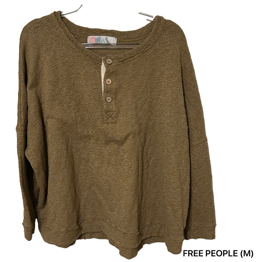 🚂FP Free People BEACH long sleeve Henley Top size M GUC